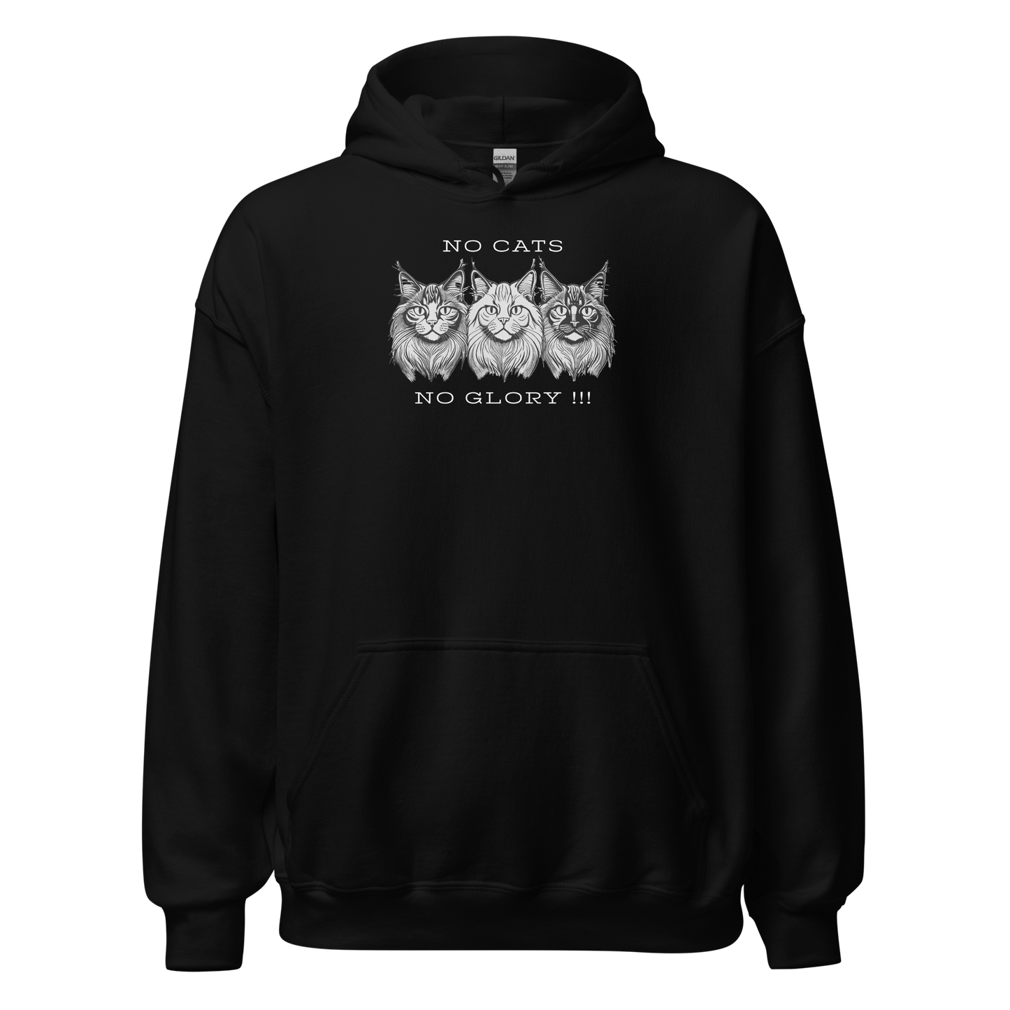 Unisex Hoodie - "No Cats No Glory"  3 cats front print