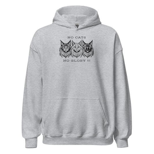 Unisex Hoodie - "No Cats No Glory"  3 cats front print